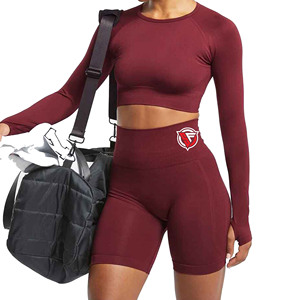 Short de motard de yoga sans couture pour femmes taille haute Scrunch bout à bout Logo personnalisé entraînement de fitness respirant nouveaux essentiels d'entraînement - Product Image 2