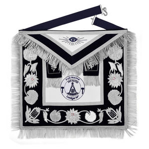 Tablier maçonnique MASTER BLUE LODGE personnalisable, broderie à la main, velours argenté, cuir, aimant, luxe, tissu à coudre - Product Image 1