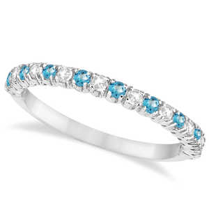 Anillo de Compromiso o Aniversario de Topacio Azul y Diamantes en Oro Blanco de 14k con Diamante de 0.50ct - Product Image 1