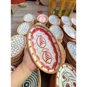 Rotin avec plaque en céramique du Vietnam pour l'exportation-Vaisselle en rotin Ms Rose + 84 375745719 - Product Image 5