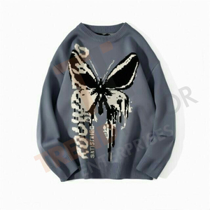 Sweat-shirt à col rond surdimensionné de haute qualité, manches longues, pull-over, plusieurs motifs de couleurs - Product Image 3