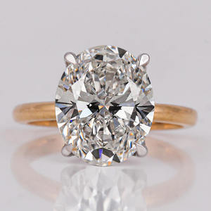 Lujoso anillo de bodas de eternidad completa de diamante cultivado en laboratorio de corte ovalado chapado en oro de 14 quilates, regalo de boda de lujo clásico para mujer - Product Image 1