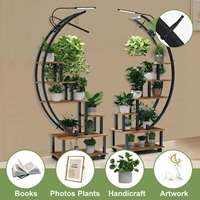 Support à fleurs élégant de style nordique à 6 niveaux en fer, en forme de demi-lune, étagère à plantes en forme d'échelle, décoration de luxe pour balcon et salon