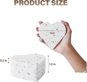 Classic <b>Ceramic</b> Heart Shape <b>Coasters</b> Set of 4-Eco-Friendly Drink <b>Coasters</b> for Tabletop Protection - Product Image 3