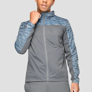 Chaqueta Deportiva con Capucha para Hombre, Resistente al Viento, con Bloques de Color Gris y Azul, de Poliéster, para Otoño - Product Image 4