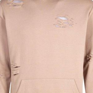 Hip Pop Street Style Distressed Hoodie Logo personnalisé Techniques d'impression en éponge française Sweats à capuche en détresse - Product Image 4