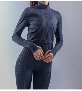 Ladies Fitness Clothing Gym Long Sleeve Crop Top Jacket Women Sportswear <b>Slim</b> Tracksuits Zipper Sport Jacket - Product Image 2