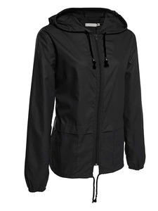 Chaquetas de mujer con logotipo personalizado, cortavientos de manga larga con capucha y cordón ajustable, chaqueta transpirable de verano y otoño - Product Image 3