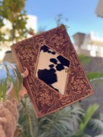 Nueva Carpeta Portafolio de Cuero Repujado a Mano, Fabricada con Cuero Vacuno, para Documentos y Tarjetas
