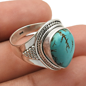 Pierre précieuse turquoise naturelle de qualité supérieure Bague en forme de larme en argent sterling 925 Bijoux faits à la main Fournisseur de prix de gros - Product Image 3