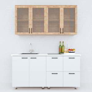 Sistema de Muebles de Cocina Mini de Madera Maciza y MDF con Tamaño de 1.6m y Múltiples Compartimentos (BTB68015) - Product Image 1