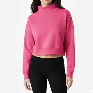 Sweat-shirt décontracté pour femme, imprimé Alpha Zeta Psi, tricoté, col montant, coupe courte et ample, logo frontal, couleur unie, manches longues, respirant, séchage rapide - Product Image 5