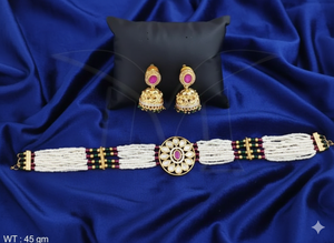 ชุดสร้อยคอแบบโชคเกอร์ประดับลูกปัดสไตล์โบราณ ดีไซน์สวยงามหรูหรา ขัดเงาสีทองอย่างดี เหมาะสำหรับงานแต่งงาน - Product Image 2