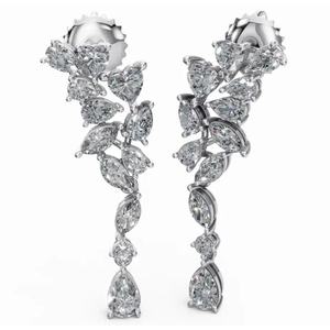 Boucles d'oreilles de créateur de haute qualité en or 18 carats, symphonie dorée Marina, taille marquise, poire et ronde, bijoux de laboratoire cultivés, vente en gros B2B - Product Image 4