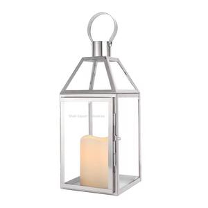 Linterna de vela de Metal y vidrio de acero inoxidable de alta calidad, acabado brillante para el hogar, decoración para sala de estar, linternas - Product Image 2