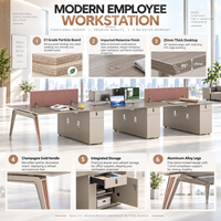 Postes de travail modulaires modernes pour 6 personnes avec cloison de séparation pour bureaux ouverts d'entreprise - Vente en gros
