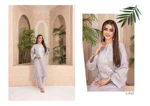 Shalwar Kameez pakistanais élégant et prêt-à-porter pour l'été, taille plus, taille naturelle, imprimé floral, tissu en coton de haute qualité - Product Image 5