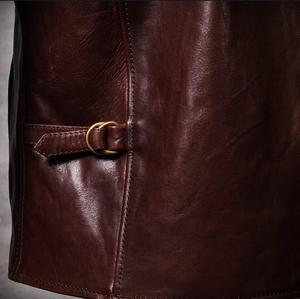 Chaqueta de bombardero larga de cuero de fabricante personalizado de alta calidad para hombres Cuero de longitud completa de calidad superior - Product Image 4