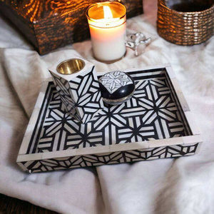 Juego de Caja y Bandeja para Quemador de Incienso Mubkhar con Incrustaciones de Madreperla, Regalo Árabe para Ramadán, Duradero y Ecológico - Product Image 5