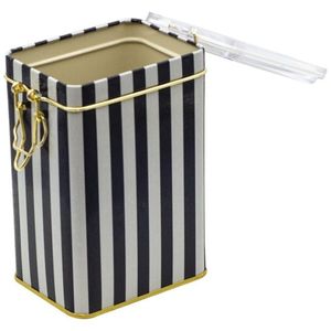 Caja de Metal Rectangular con Cierre de Alambre de 1L con Tapa Transparente 75x100x150mm Patrón de Línea en Blanco y Negro Disponible en Blanco y Negro - Product Image 4