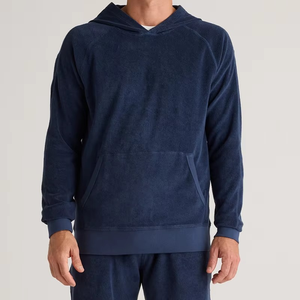 Sweat-shirt à capuche en coton biologique pour homme personnalisé, sweat-shirt à capuche en tissu éponge avec poche, design pull-over - Product Image 4