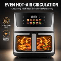 Friteuse à air double panier 6,1-8L 2001-2500W en acier inoxydable avec écran tactile pour cuisine domestique