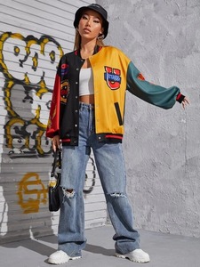 Veste de baseball de haute qualité pour femmes, veste bomber varsity | Veste streetwear en coton rembourrée style Letterman - Product Image 3