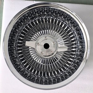 Nuevo Rin de Acero de 13X7 14X7 15X7 con <span class=keywords><strong>100</strong></span> Radios, Tipo Inverso, Enlace Recto, de Alta Calidad, Cromado, Incluye Tapas y Adaptadores - Product Image 1