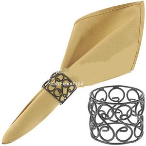 Élégant fil métallique rond rond forme cuivre plaqué élégance Festivals maison Table à manger décor porte-serviettes - Product Image 2