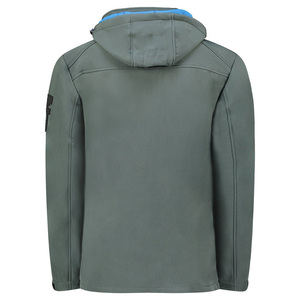 Chaqueta Softshell resistente al viento con cuello levantado para hombre, venta al por mayor, impermeable, duradera, ajustable, con capucha y cremallera - Product Image 3