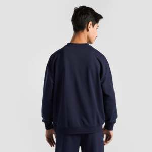 Sudadera Empower Azul Marino 100% Algodón French Terry Talla XL con Bordado 3D y Serigrafía, Efecto Lavado Ácido - Product Image 3