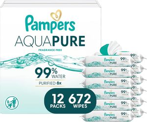 Lingettes pour bébé Pampers Ultra Clean (anciennement 'Free & Gentle'), 99% d'eau, hypoallergéniques, non parfumées, 100% à base de plantes - Product Image 4