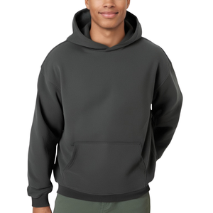 Charcoal Oversized Hoodie Unisex Heavy Fleece Pullover <b>Plain</b> <b>Sweatshirt</b> Streetwear Casual Loose Fit Winter Warm Hooded Top Sale - Product Image 4