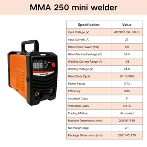 Máy hàn hồ quang mini IGBT DC Inverter HFT <span class=keywords><strong>ZX7</strong></span> <span class=keywords><strong>250</strong></span> MMA <span class=keywords><strong>250</strong></span> di động, dùng cho gia đình, mới, bảo hành 1 năm, 110V/220V - Product Image 5