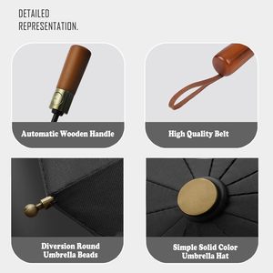 Popular Rainy <strong>Season</strong> Products Fully Automatic Reverse Folding Umbrella With Wind Paraguas <strong>3</strong> Folding Wooden Umbrella for the Rain - Product Image 6