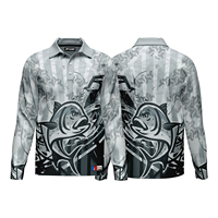 Chemises de pêche unisexes personnalisées en polyester imprimé par sublimation, taille plus, UPF50+, respirantes, séchage rapide, manches longues, anti-UV