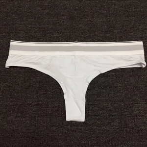 Culottes string en pur coton pour femmes, respirantes, tricotées, avec larges bords blancs, antibactériennes, sportives, élégantes et confortables - Product Image 3