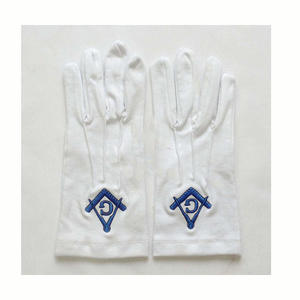 Etiqueta privada Caballeros Templarios Regalia Guantes Diseños personalizados Bordado a máquina Guantes masónicos de cuero - Product Image 1