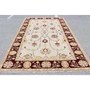 Grand tapis turc de 6,7 x 10 pieds, tapis vintage, tapis en laine beige marron à imprimé animal - Product Image 1