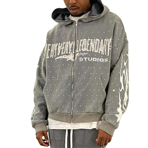 Sweat à capuche français épais 100 % coton délavé à l'acide pour homme, service OEM, vente en gros directe usine - Product Image 4
