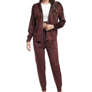 Nouveautés : Ensemble de survêtement pour femme, coupe ajustée, fermeture éclair intégrale, couleur unie, avec bandes latérales, vêtements de sport légers - Product Image 3