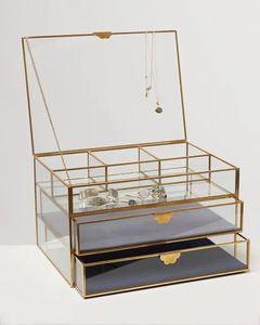 กล่องเครื่องประดับโลหะคลาสสิกโบราณที่มีการตกแต่งภายในที่กว้างขวางลวดลายดอกไม้สำหรับการจัดเก็บแหวนสร้อยคอต่างหู - Product Image 2