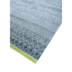 Alfombra Manchaha Azul de Lana y Seda de Bambú Anudada a Mano, 10 mm de Grosor, Patrón Geométrico Abstracto, Rectangular, para el Hogar o el Pasillo, Modelo Les-1315 - Product Image 2