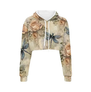 Sudadera con capucha corta con logotipo personalizado para mujer, corta para marcas de moda Sudadera con capucha, con su propio diseño de logotipo personalizado - Product Image 5