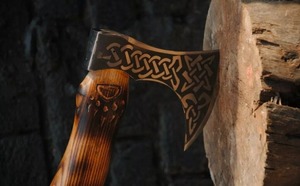 Wholesale High Carbon Steel Viking <b>Axe</b> Head Handmade Hatchets with Wood <b>Handle</b> Outdoor Camping DIY Grade - Product Image 6