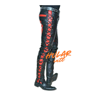 Pantalons en cuir pour hommes personnalisés, pantalons empilés, punk, hip hop, broderie, patch, pantalons en cuir pour hommes