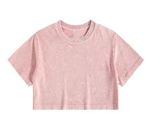 Nueva oferta, camiseta recortada personalizada con lavado ácido para mujer, jersey de rizo de algodón en blanco, diseño personalizado para mujer de cualquier tamaño - Product Image 3