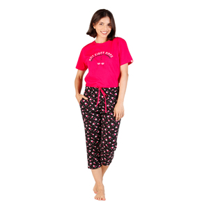 Fabricado EN LA India Venta caliente 100% ropa de dormir de algodón Vestido de noche Hasta la rodilla Pijama de dos piezas para mujer Conjunto Capri - Product Image 1