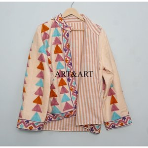 Veste matelassée en velours pour femme, brodée à la main, motif floral Suzani, 100% coton, tissu tissé, écologique, rapide - Product Image 6