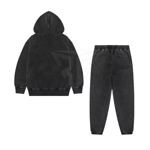 Conjunto Deportivo OEM de Invierno, Talla Grande, Lavado Ácido, 2 en 1, Transpirable, 100% Algodón, Sudadera Ligera y Pantalones Deportivos, Estilo Urbano - Product Image 2